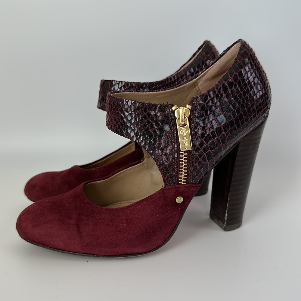 Isola Burgundy Heels with Croc Texture
